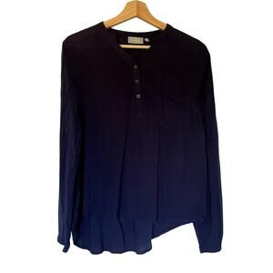 La Strada design by sievers women's size 38 button down navy top business casual